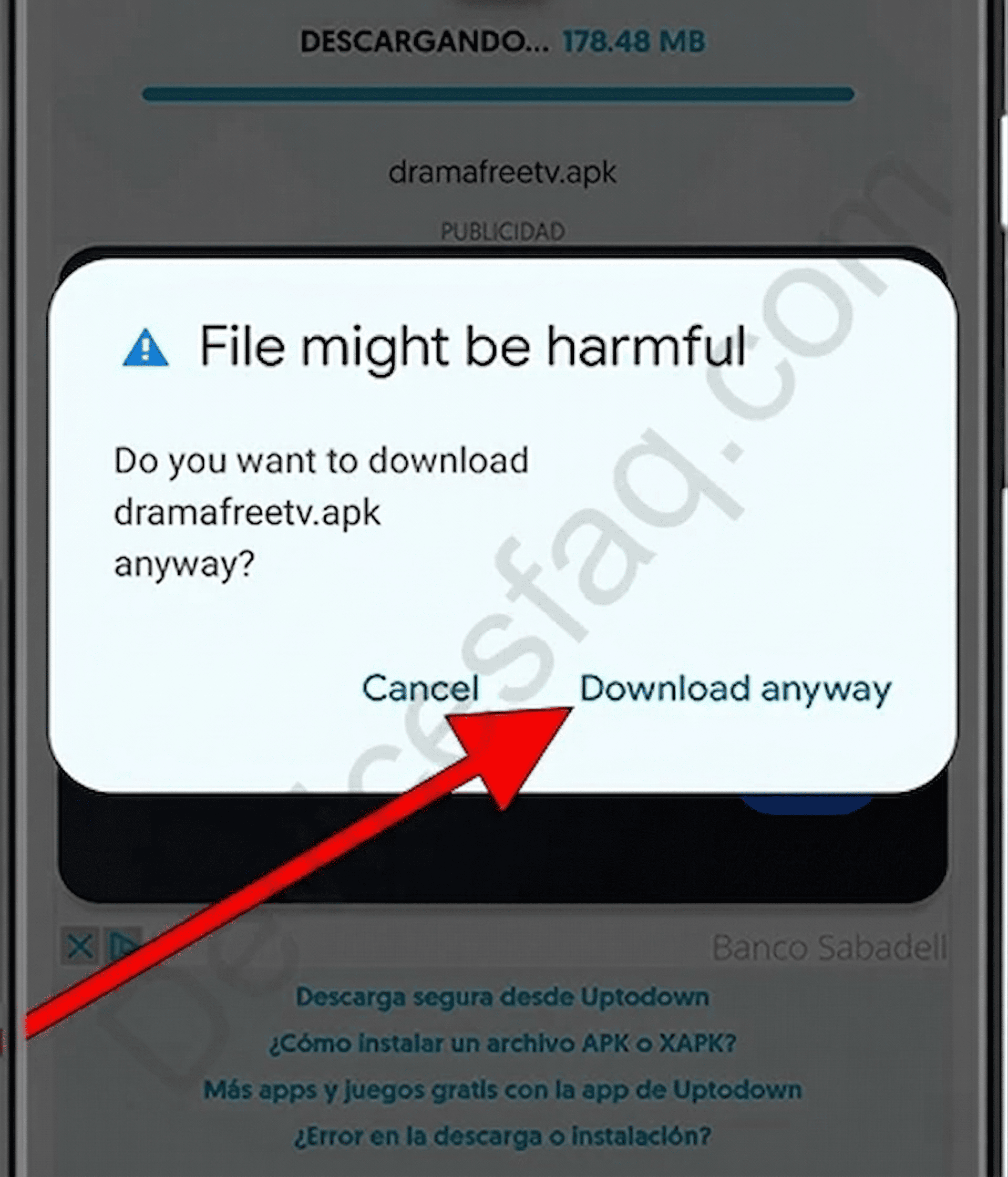 Pulsa Download anyway para confirmar la descarga